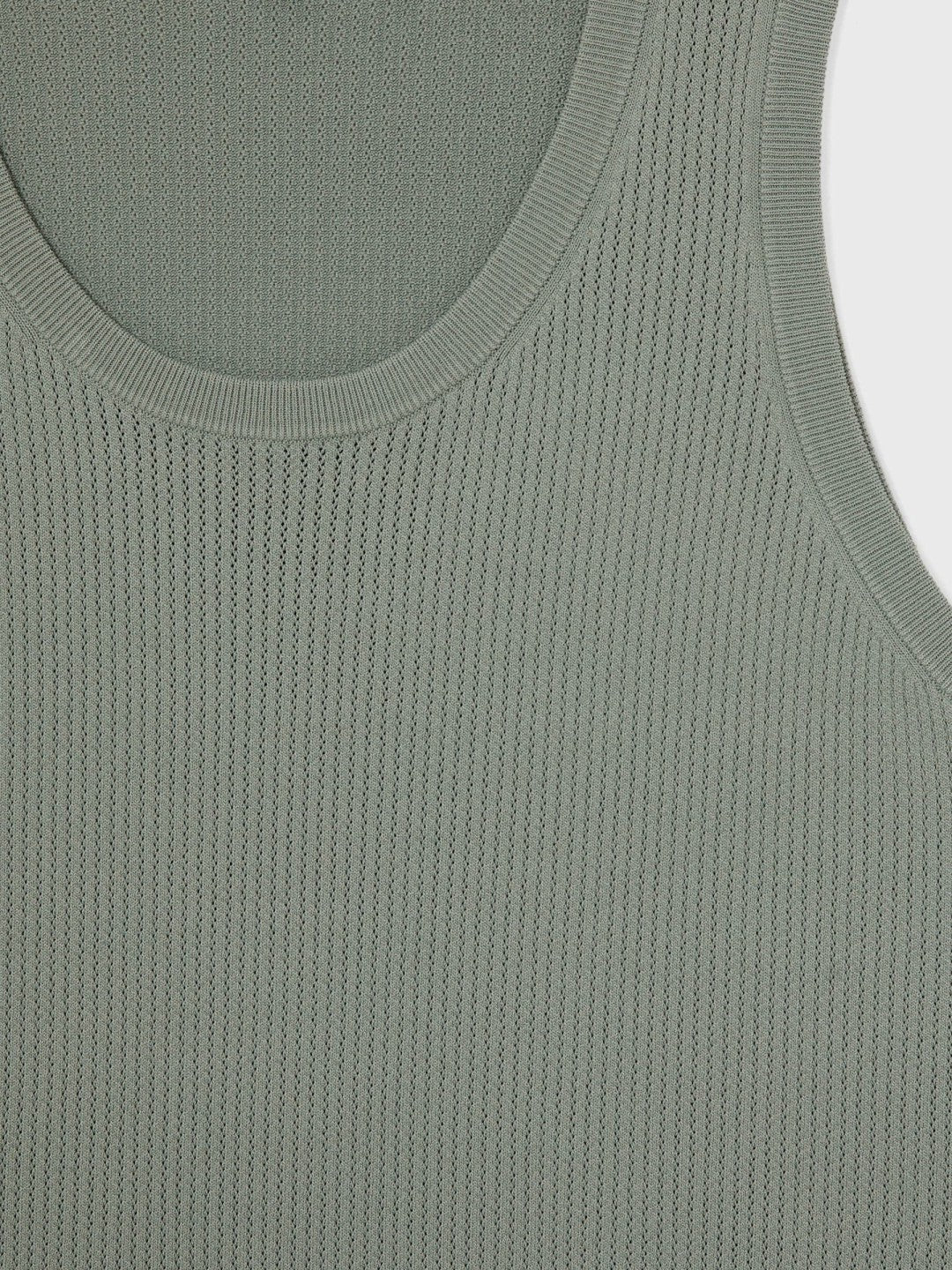 Reiss | Textured Crew Neck Ribbed Vest in Sage Green