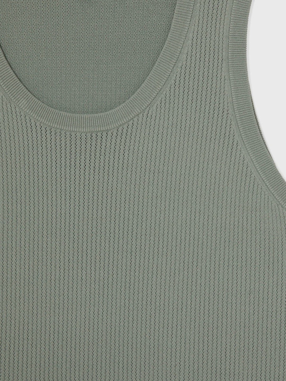 Reiss | Textured Crew Neck Ribbed Vest in Sage Green