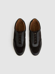 Reiss | Leather Elasticated-Lace Trainers in Espresso Brown