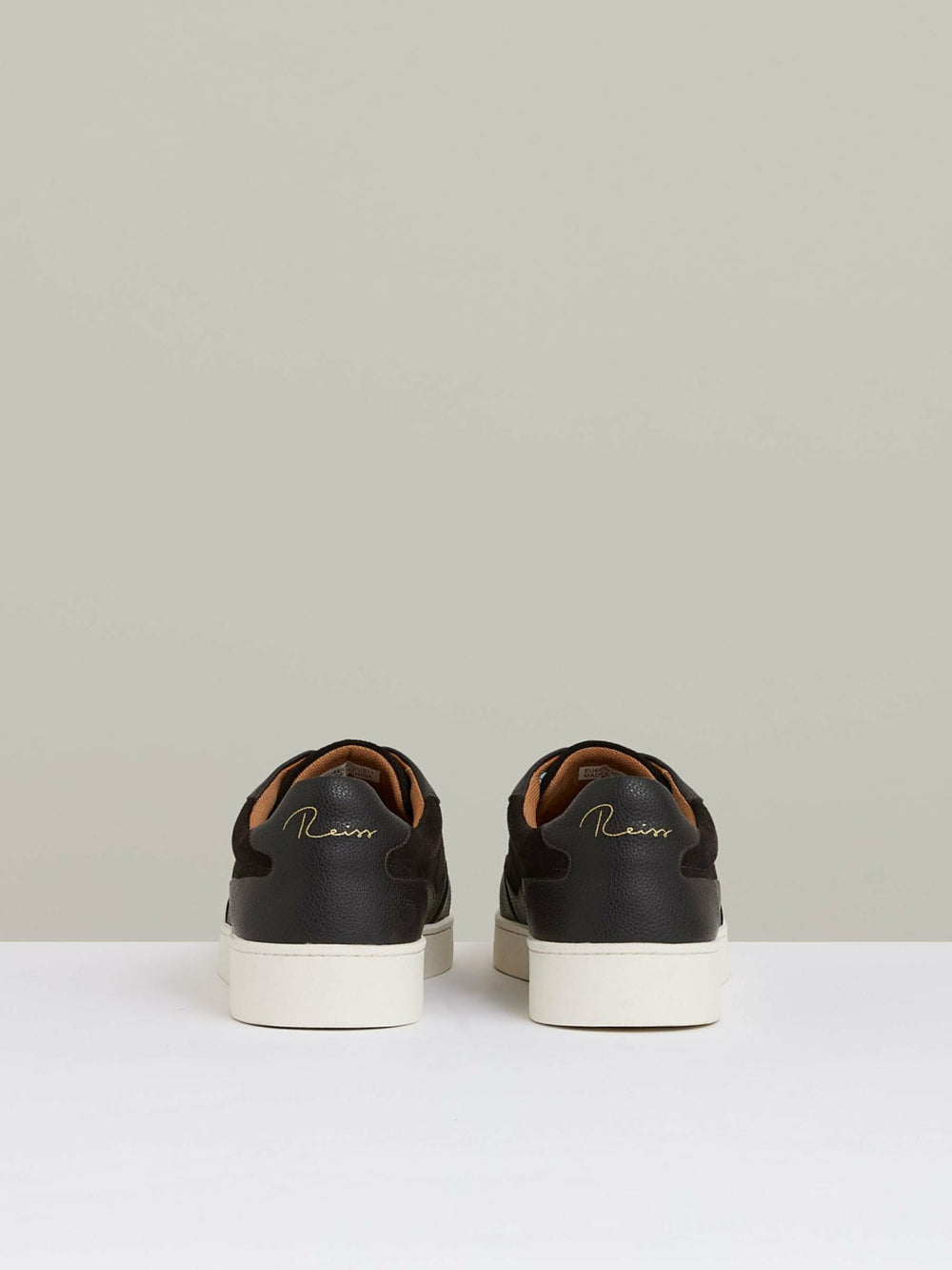 Reiss | Leather Elasticated-Lace Trainers in Espresso Brown