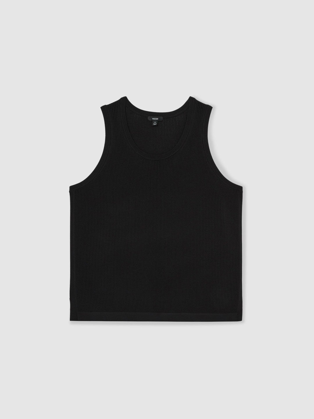 Reiss | Textured Crew Neck Ribbed Vest in Black