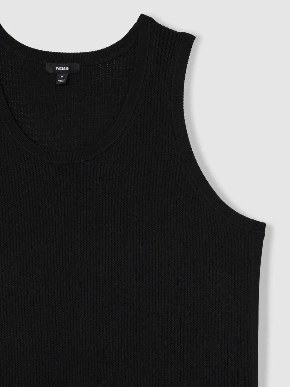 Reiss | Textured Crew Neck Ribbed Vest in Black