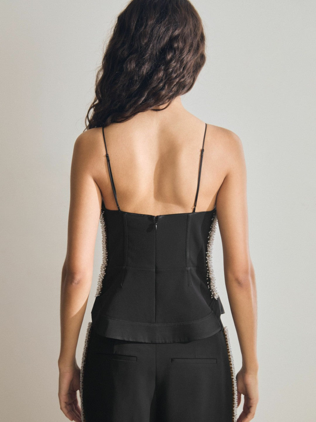 Reiss | Atelier Embellished Corset Top in Black