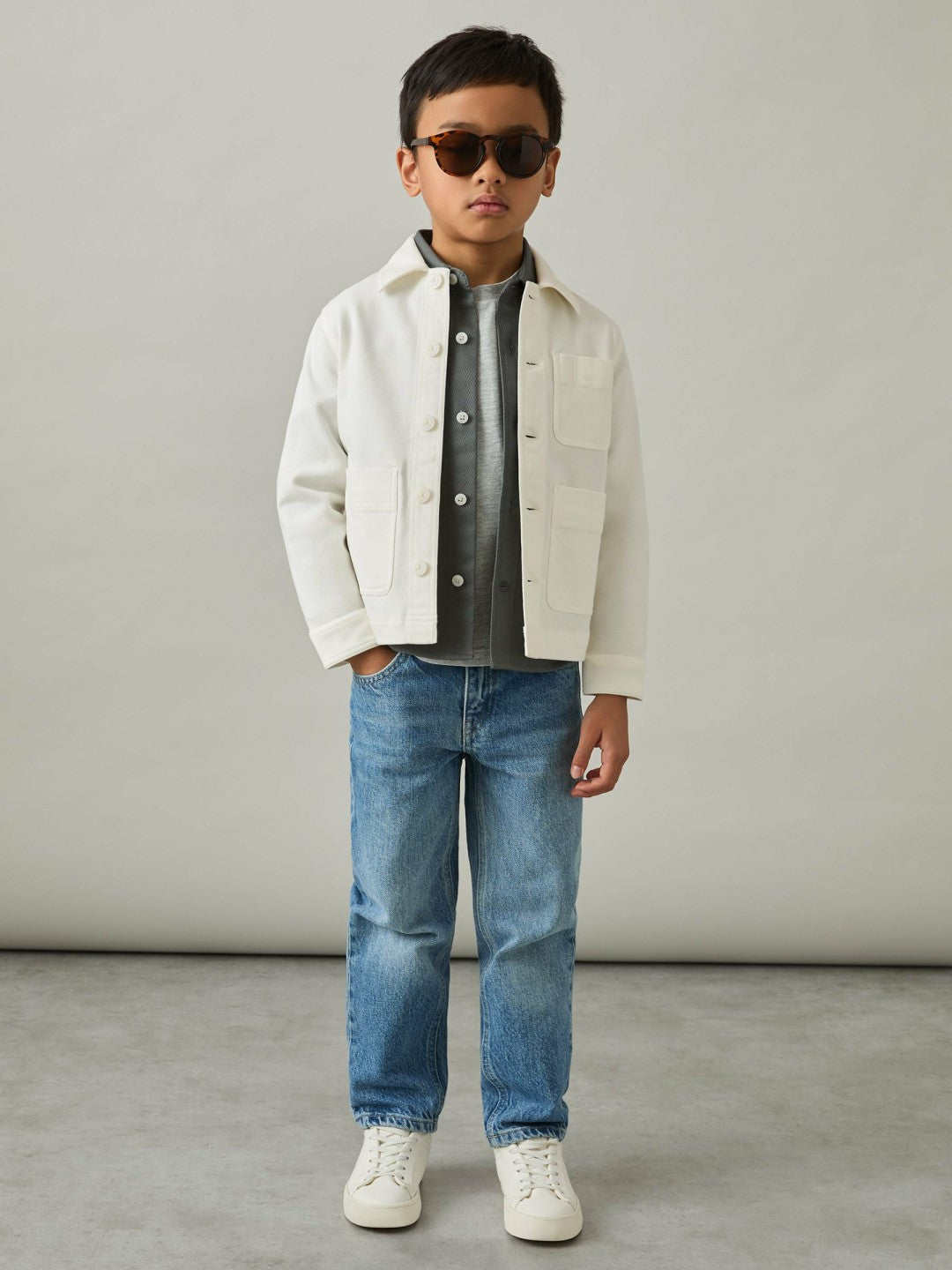 Reiss | Cotton-Blend Work Jacket in Off White