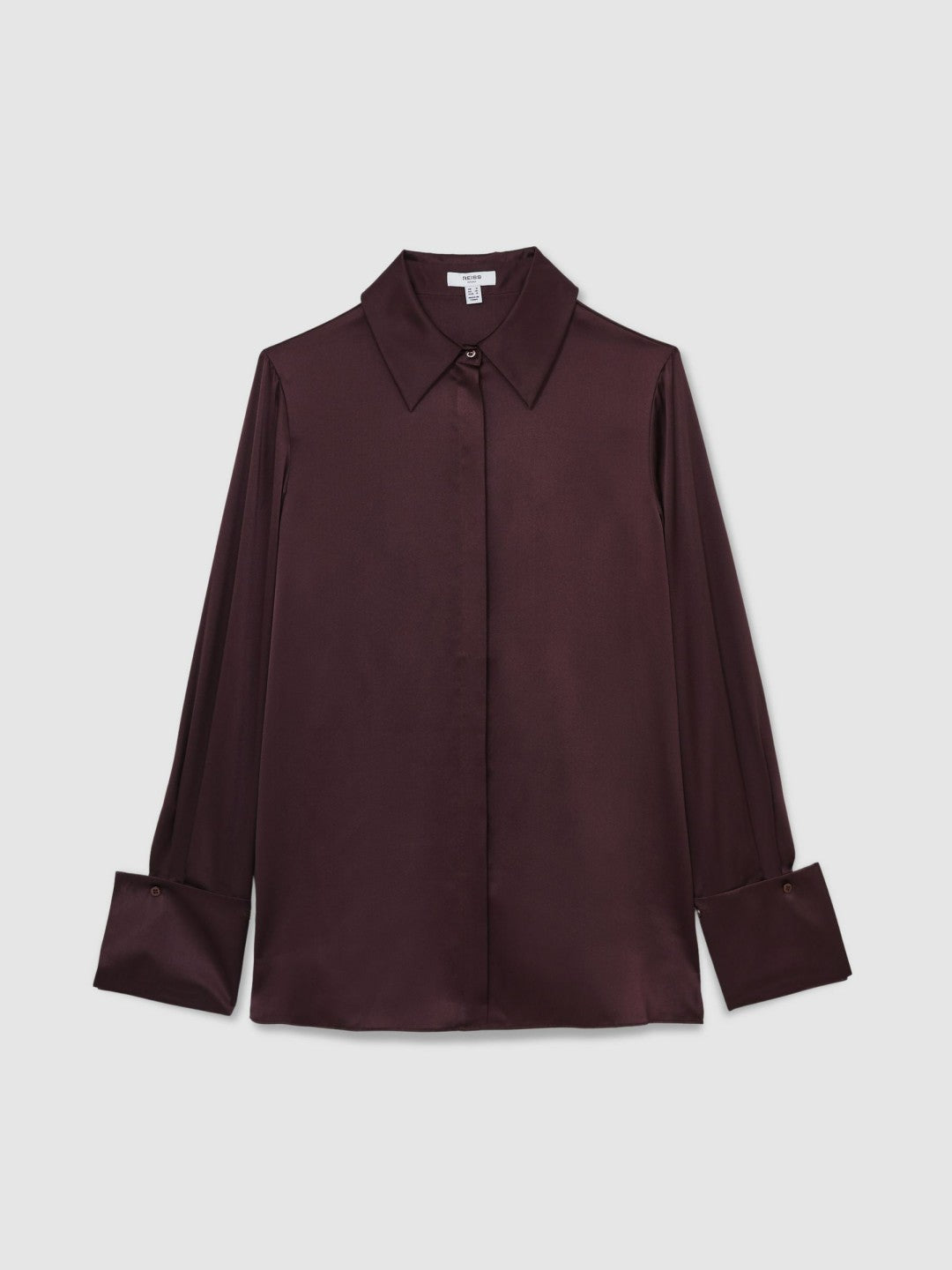 Reiss | Silk Double-Cuff Button-Through Shirt in Red