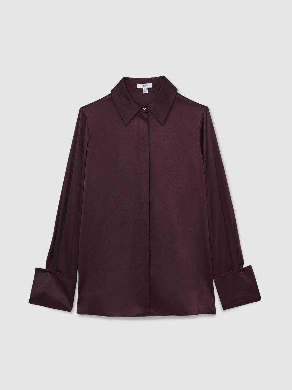 Reiss | Silk Double-Cuff Button-Through Shirt in Red