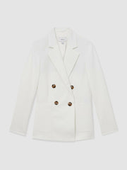 Reiss | Double-Breasted Notch-Lapel Blazer in White