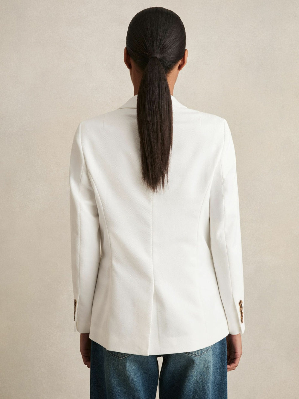 Reiss | Double-Breasted Notch-Lapel Blazer in White