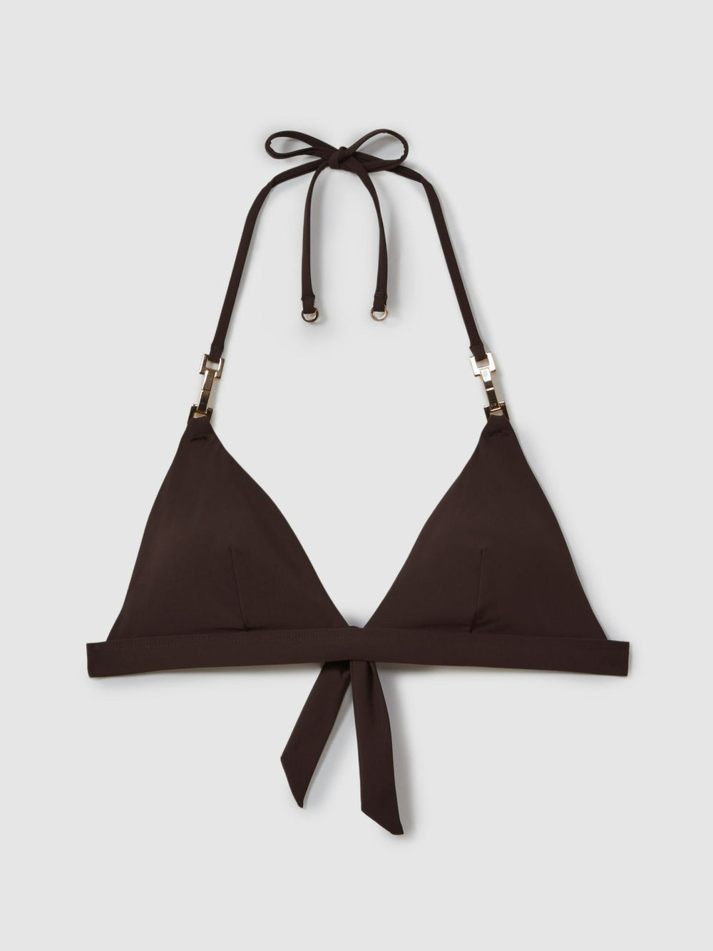 Reiss | Triangle Halter Neck Bikini Top in Chocolate
