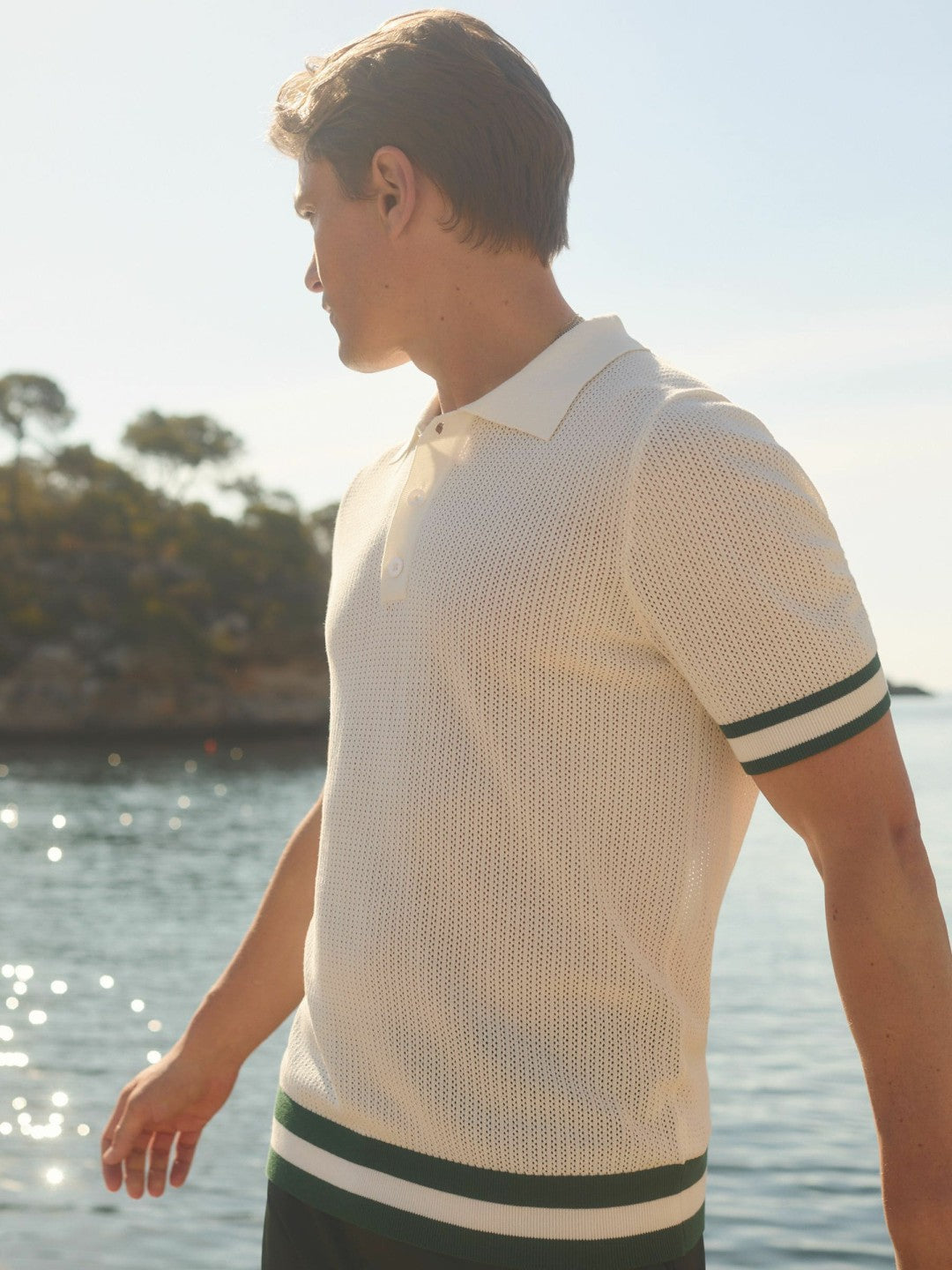 Reiss | | Ché Knitted Half-Button Polo Shirt in White
