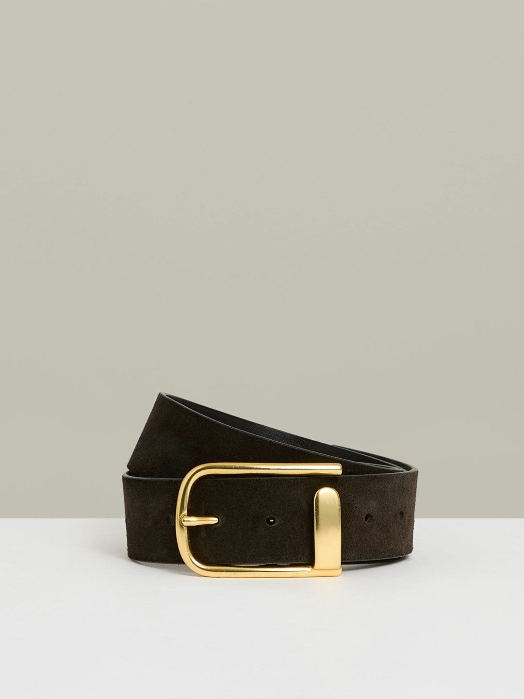 Reiss | Leather Half Keeper Belt in Chocolate