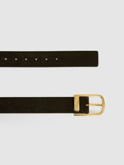 Reiss | Leather Half Keeper Belt in Chocolate