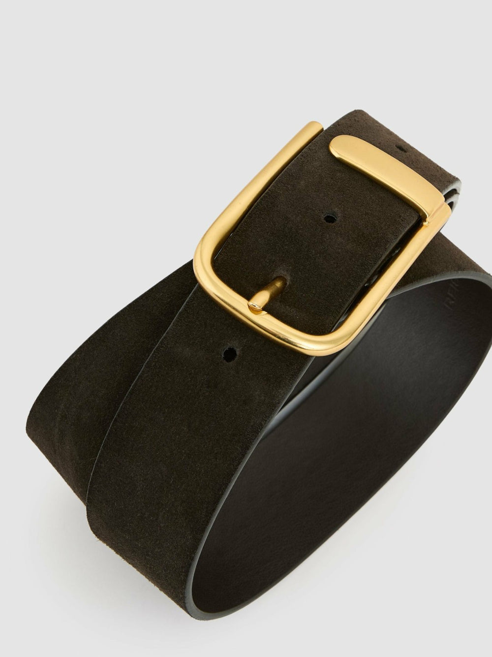 Reiss | Leather Half Keeper Belt in Chocolate