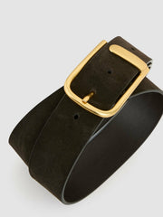 Reiss | Leather Half Keeper Belt in Chocolate