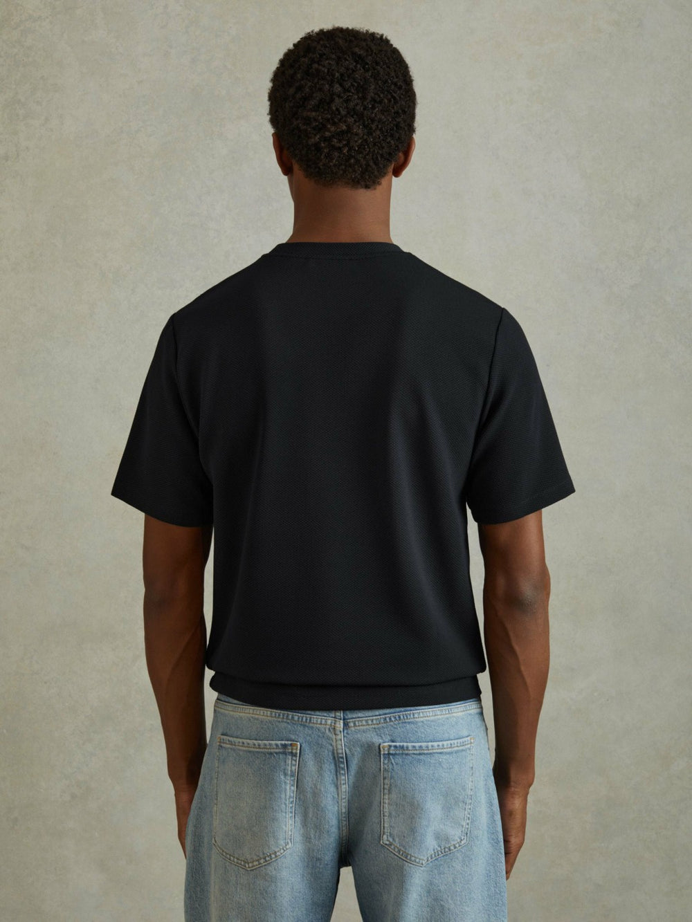 Reiss | Textured Crew-Neck T-Shirt in Navy