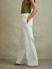 Reiss | Cotton Wide Leg Suit Trousers in White