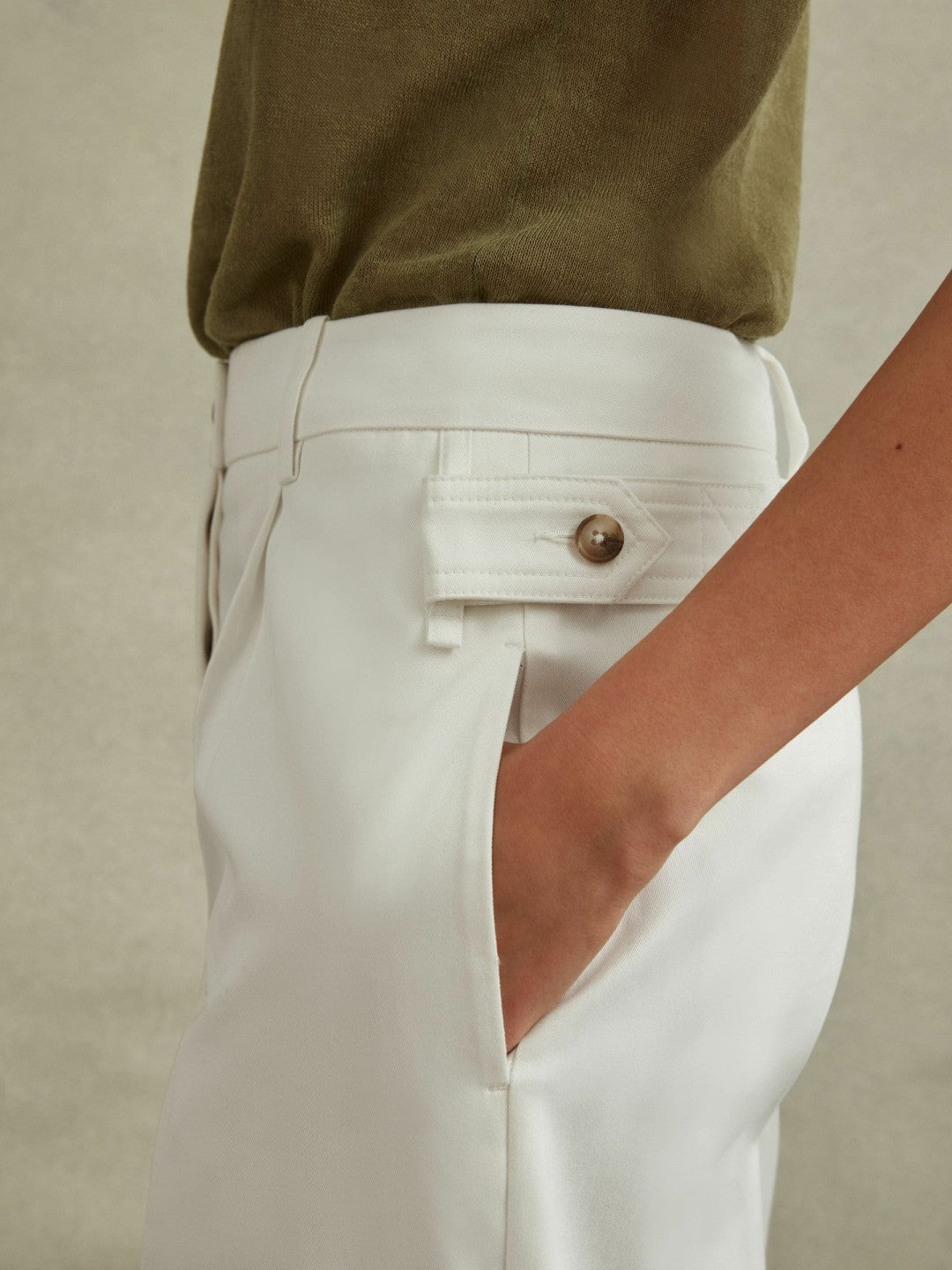 Reiss | Cotton Wide Leg Suit Trousers in White