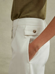 Reiss | Cotton Wide Leg Suit Trousers in White