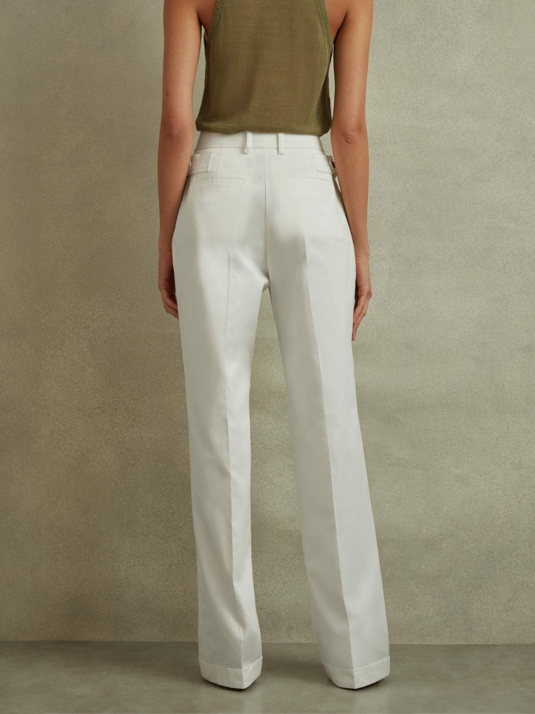 Reiss | Cotton Wide Leg Suit Trousers in White