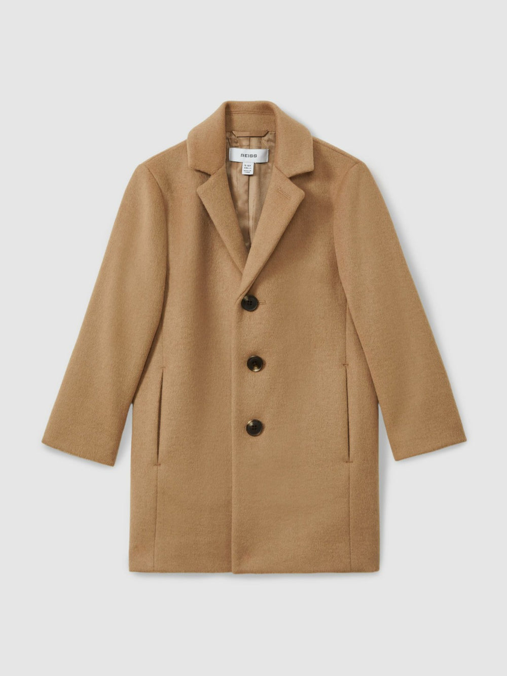 Reiss | 9-13 yrs Single Breasted Overcoat in Camel
