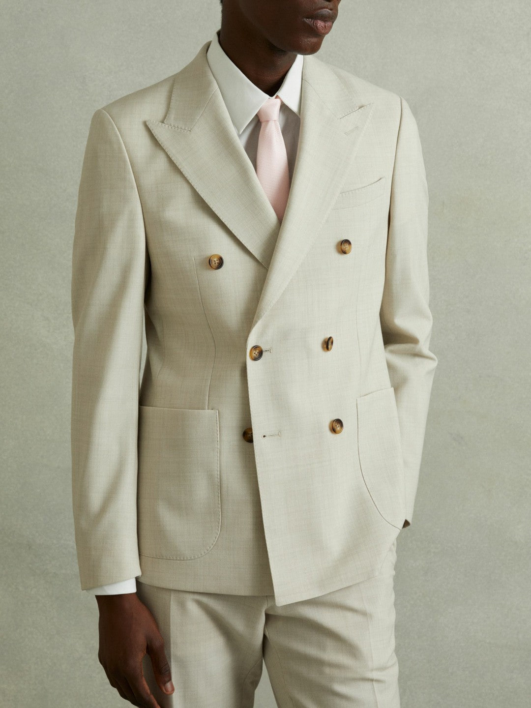 Reiss | Textured Silk Blend Tie in Light Pink