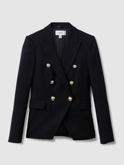 Reiss | Tailored Fit Textured Double Breasted Blazer in Navy
