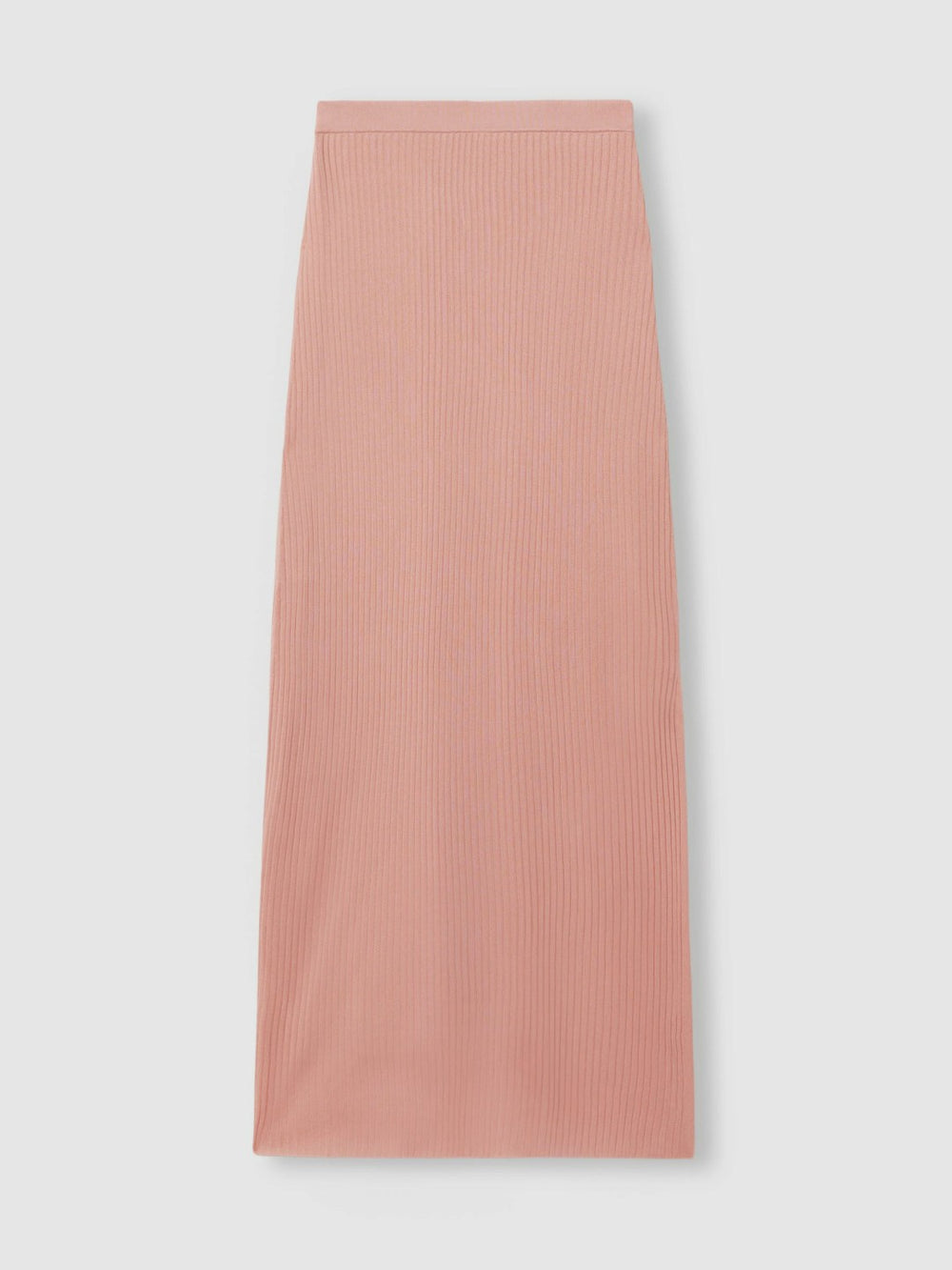 Reiss | Carrie Pink Anna Quan Sheer Ribbed Knitted Midi Skirt