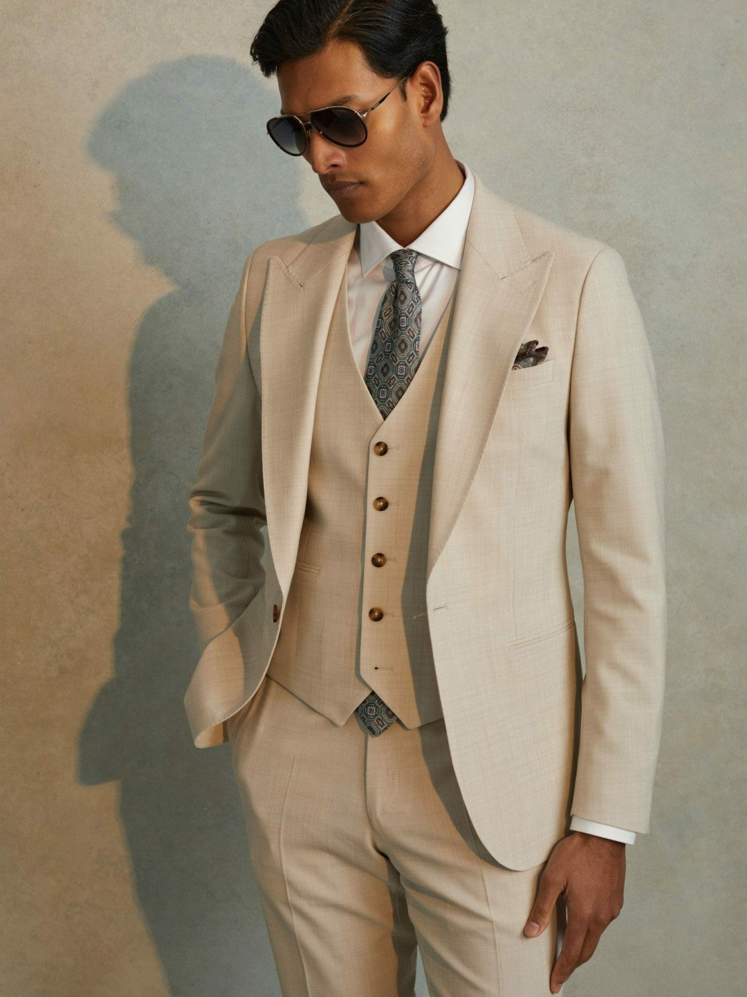 Reiss | Slim Fit Single Breasted Waistcoat in Stone