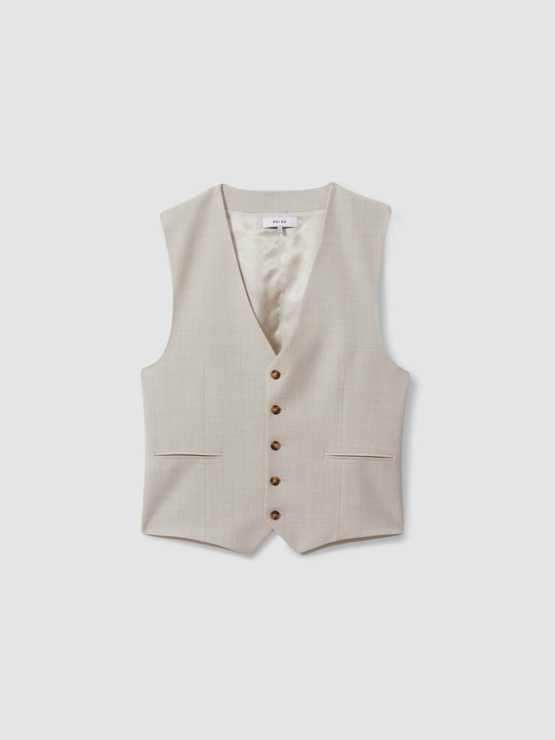 Reiss | Slim Fit Single Breasted Waistcoat in Stone