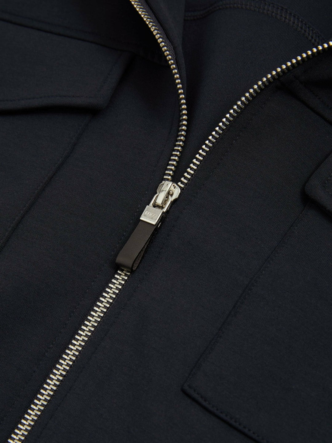 Reiss | Interlock Jersey Zip-Through Jacket in Navy Blue
