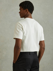 Reiss | Textured Crew-Neck T-Shirt in Off White