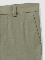 Reiss | 3-9 yrs Slim Fit Linen Adjustable Trousers in Apple