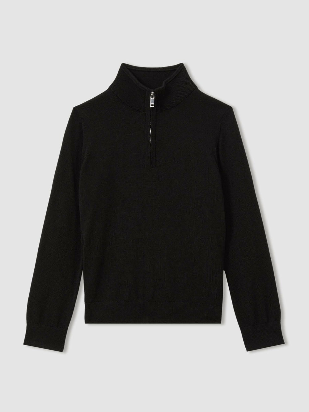 Reiss | 3-9 yrs Merino Wool Half-Zip Funnel Neck Jumper in Black
