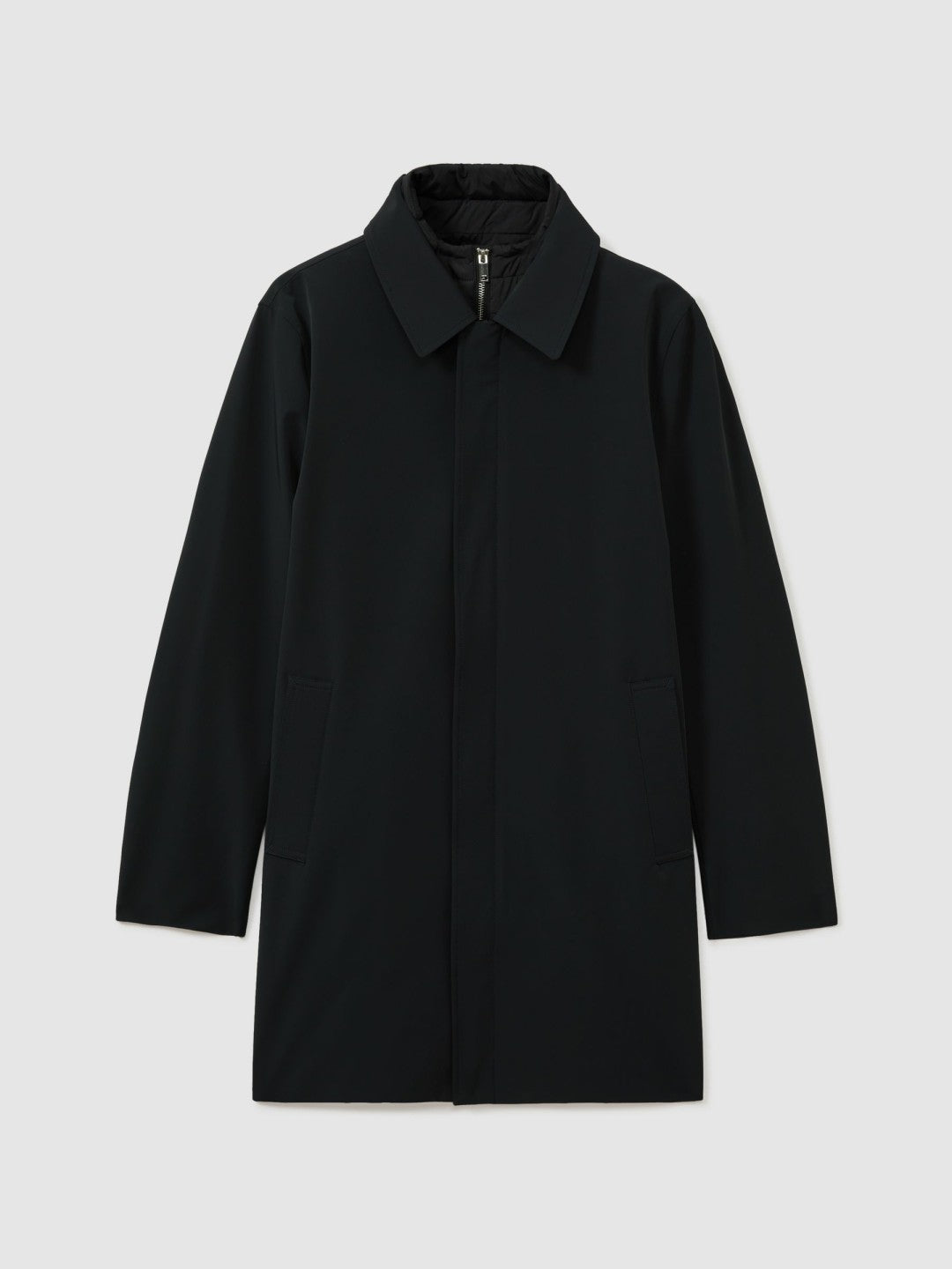 Reiss | Hybrid Removable Funnel Neck Overcoat in Navy