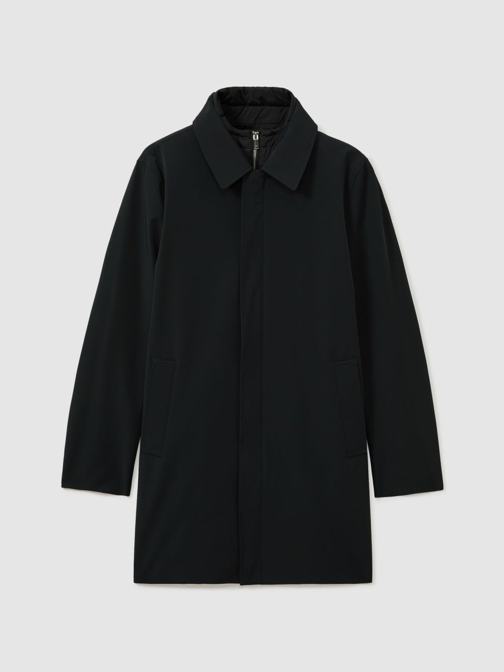 Reiss | Hybrid Removable Funnel Neck Overcoat in Navy