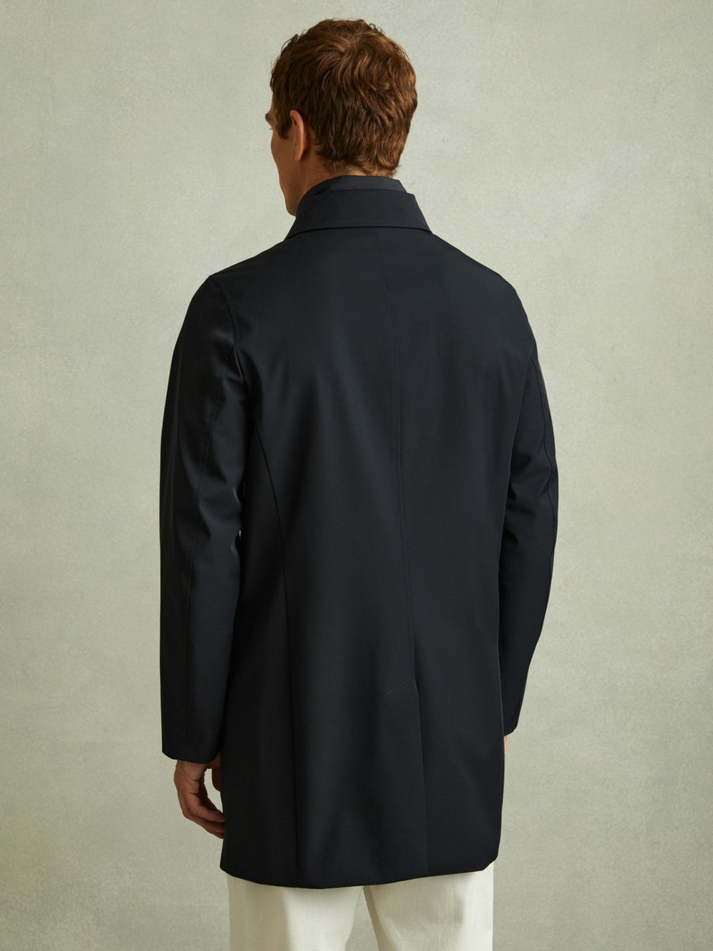Reiss | Hybrid Removable Funnel Neck Overcoat in Navy