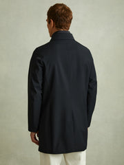 Reiss | Hybrid Removable Funnel Neck Overcoat in Navy