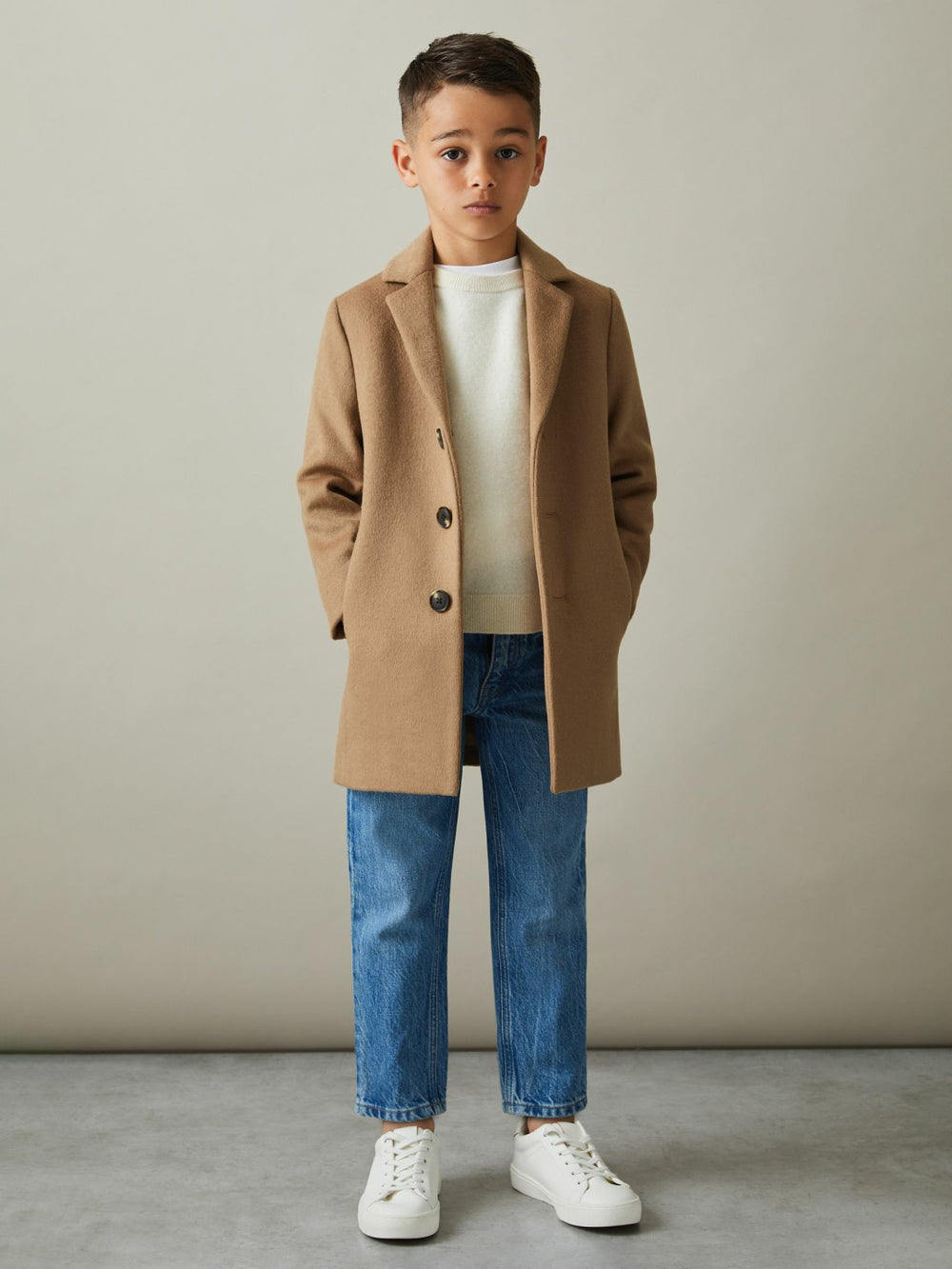 Reiss | 3-9 yrs Single Breasted Overcoat in Camel