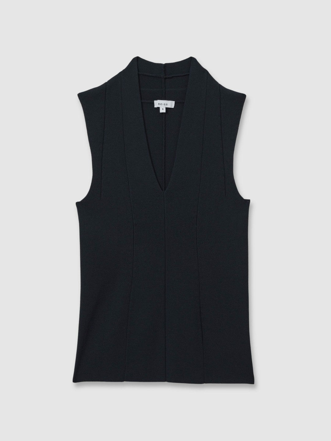 Reiss | Knitted Sleeveless V-Neck Vest in Navy