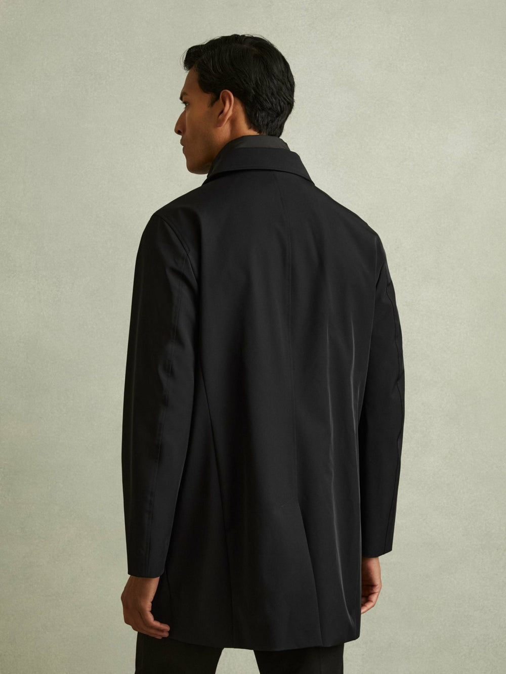 Reiss | Hybrid Removable Funnel Neck Overcoat in Black