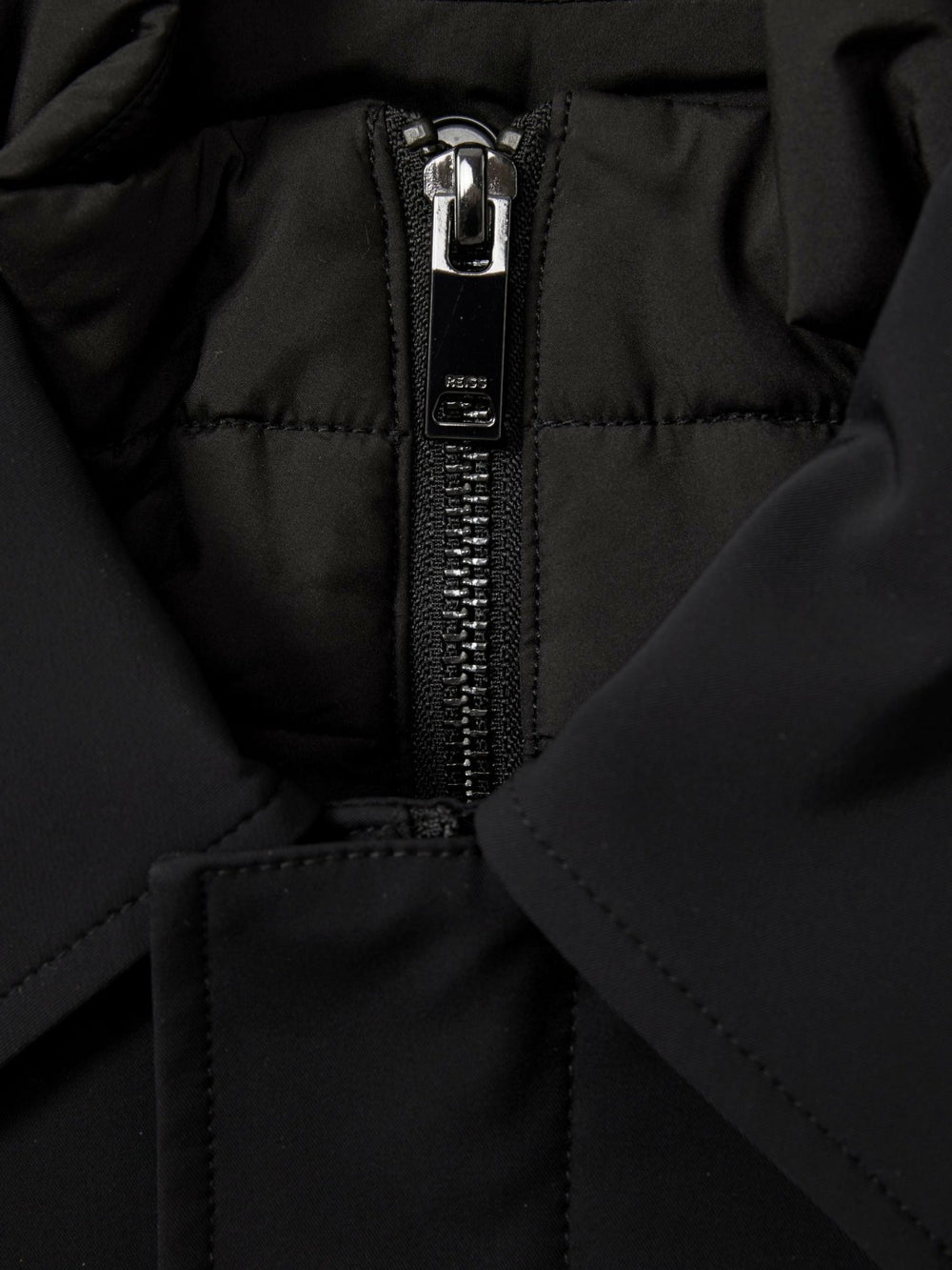Reiss | Hybrid Removable Funnel Neck Overcoat in Black