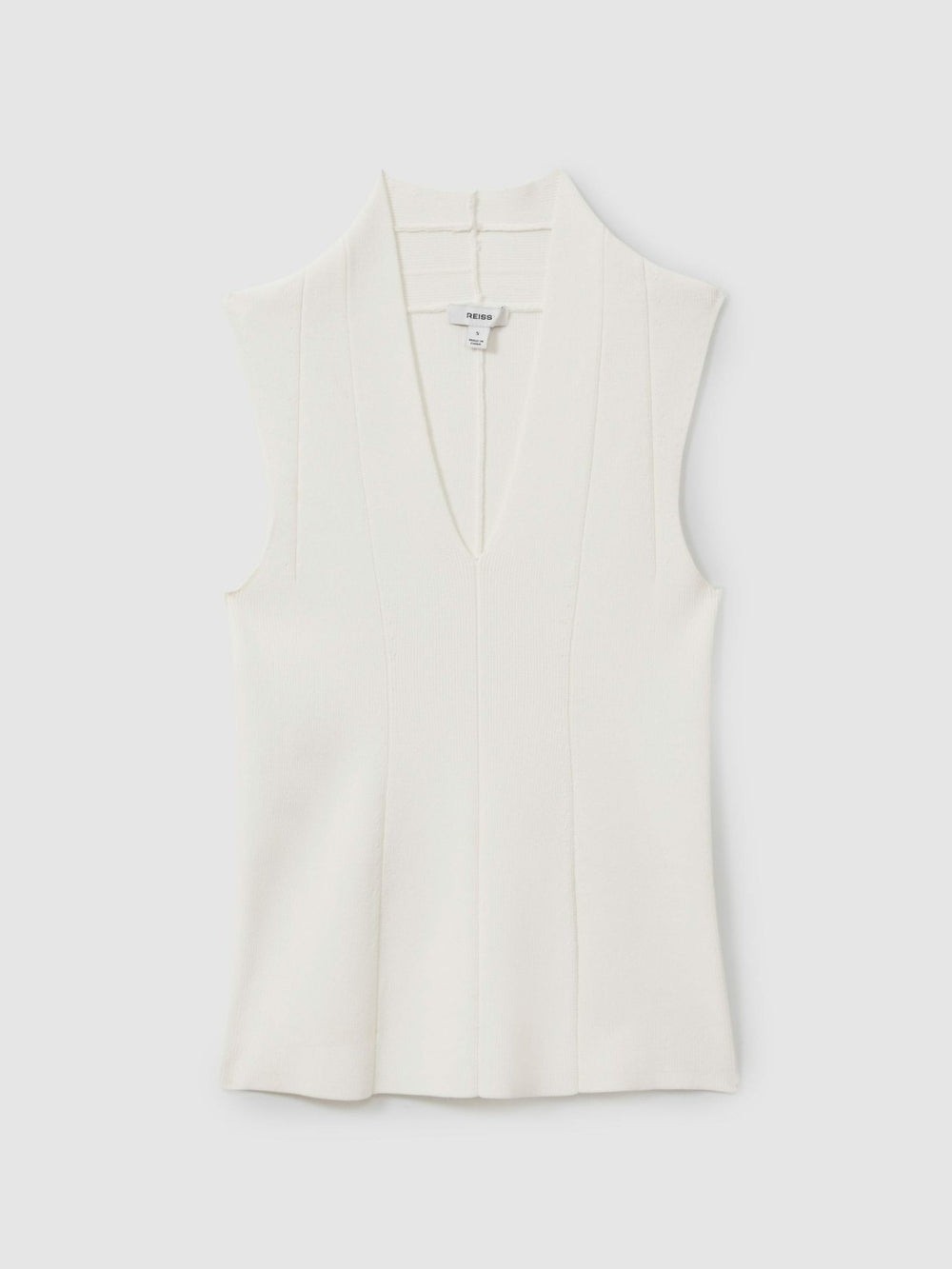 Reiss | Knitted Sleeveless V-Neck Vest in Ivory