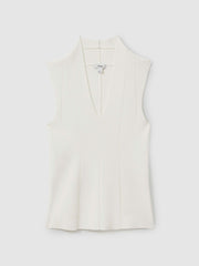 Reiss | Knitted Sleeveless V-Neck Vest in Ivory