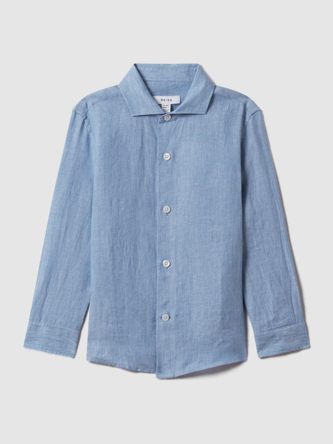 Reiss | 9-13 yrs Linen Cutaway Collar Shirt in Sky Blue