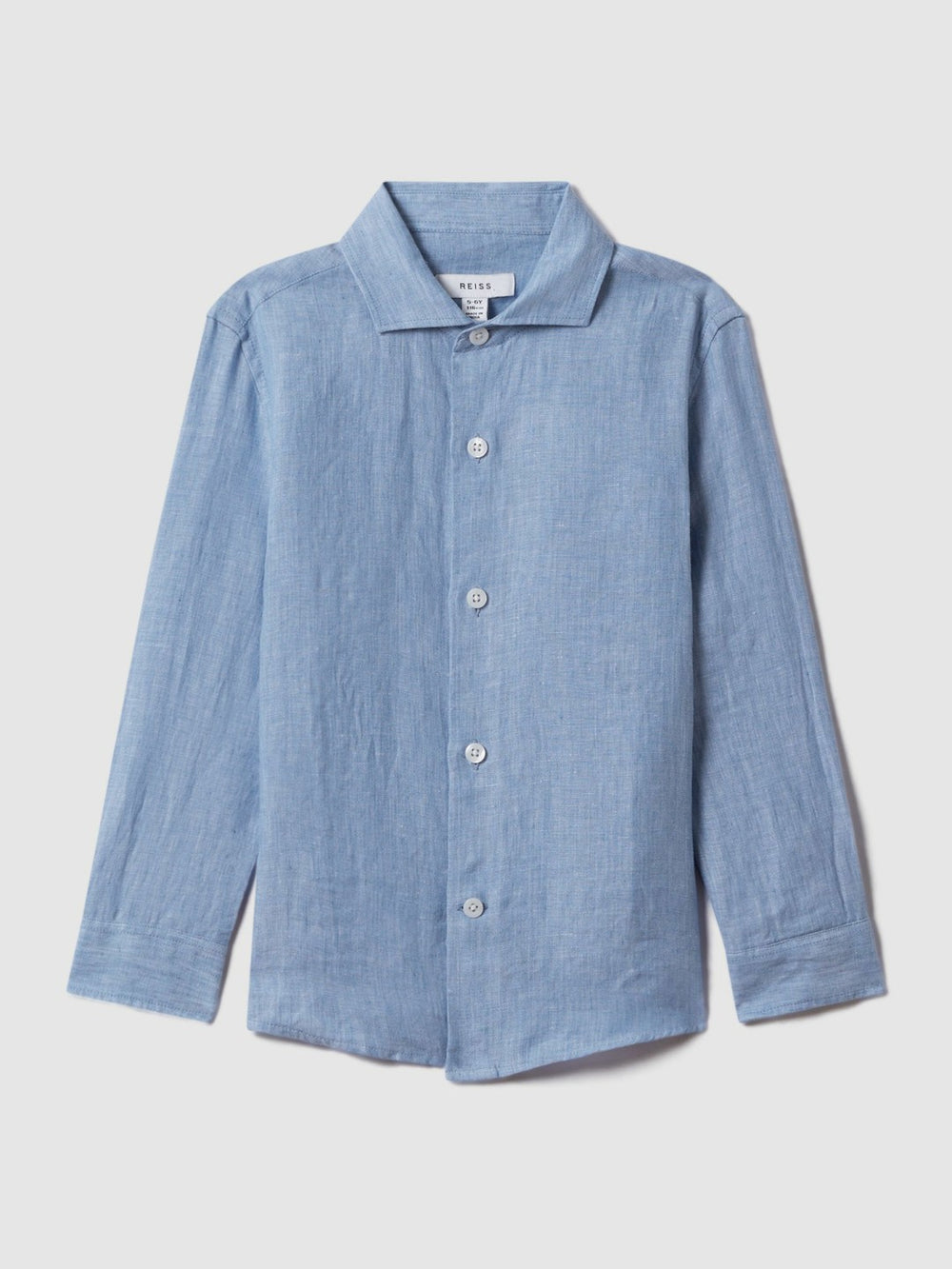 Reiss | 9-13 yrs Linen Cutaway Collar Shirt in Sky Blue