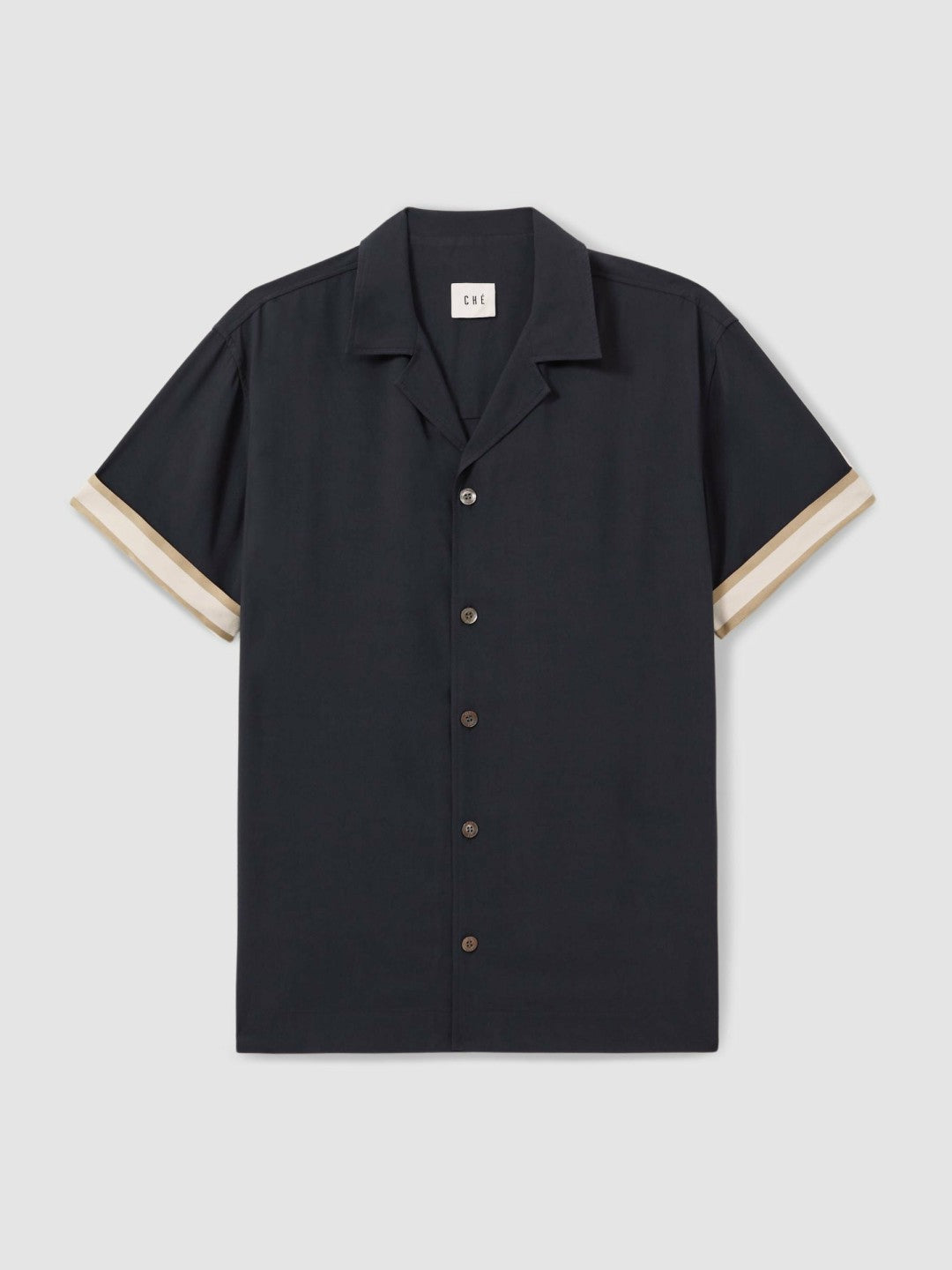 Reiss | | Ché Cuff Detail Cuban Collar Shirt in Navy