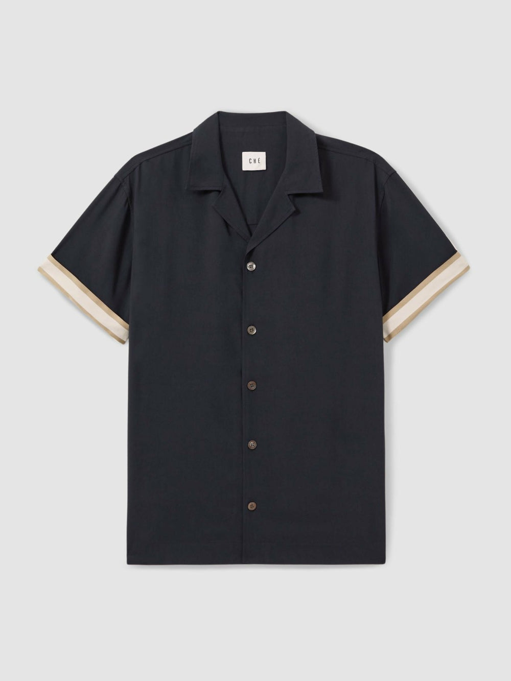 Reiss | | Ché Cuff Detail Cuban Collar Shirt in Navy