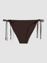 Reiss | Side Tie Bikini Bottoms in Chocolate