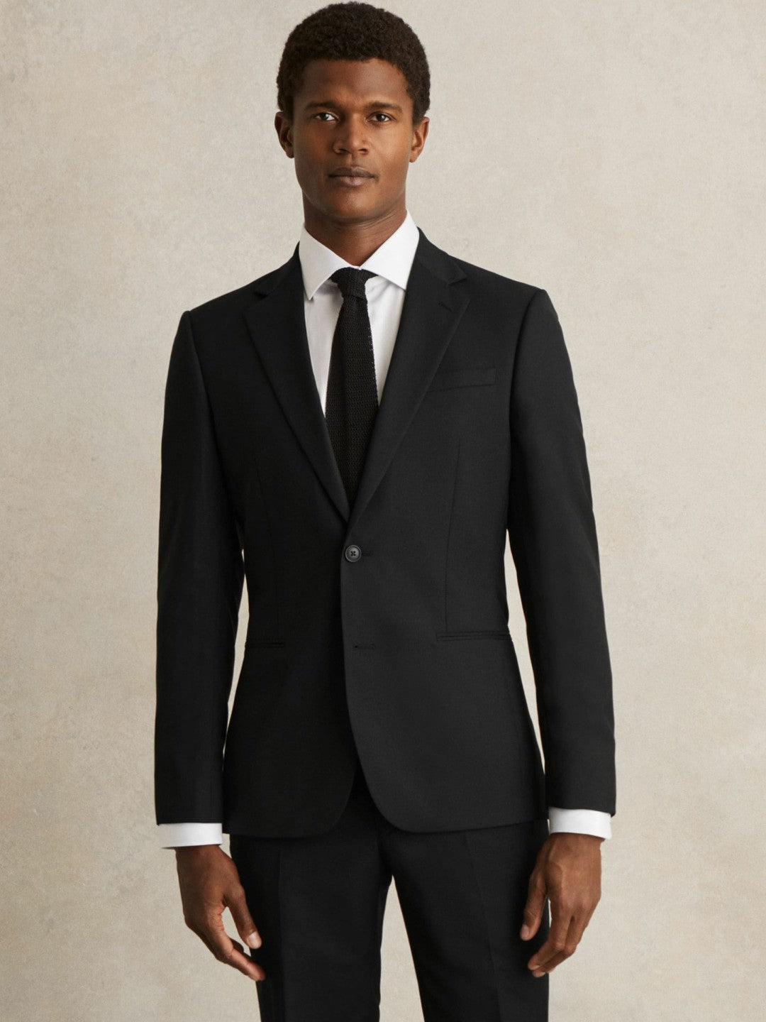 Reiss | Wool-Blend Single-Breasted Suit Jacket Slim-Fit in Black