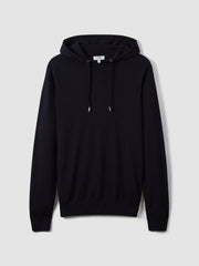 Reiss | Merino Wool Drawstring Hoodie in Navy